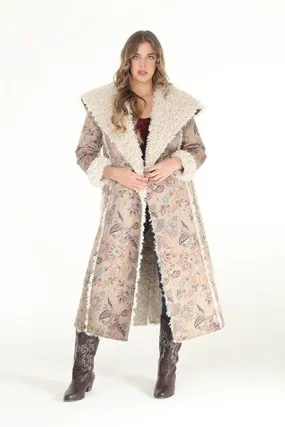 Dusty Floral Faux Suede/Shearling Reversible Coat