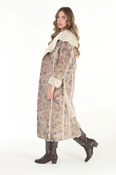 Dusty Floral Faux Suede/Shearling Reversible Coat