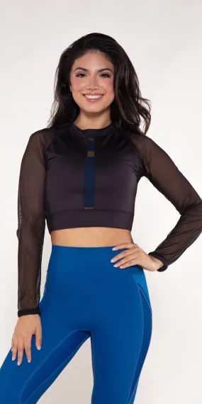 Eclipse - Long-Sleeve Mesh Crop Top