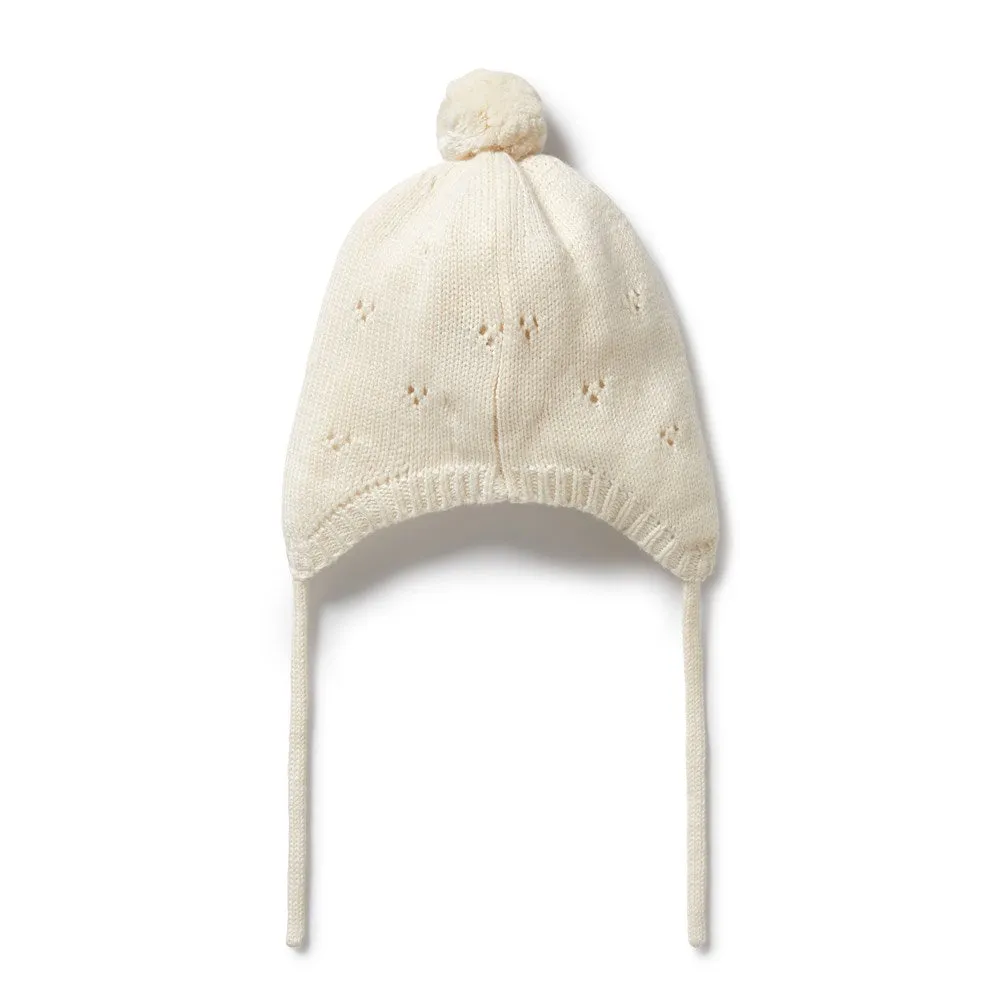 Ecru Knitted Pointelle Bonnet