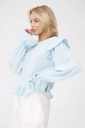 Edith Ruffle Sweater Light Blue