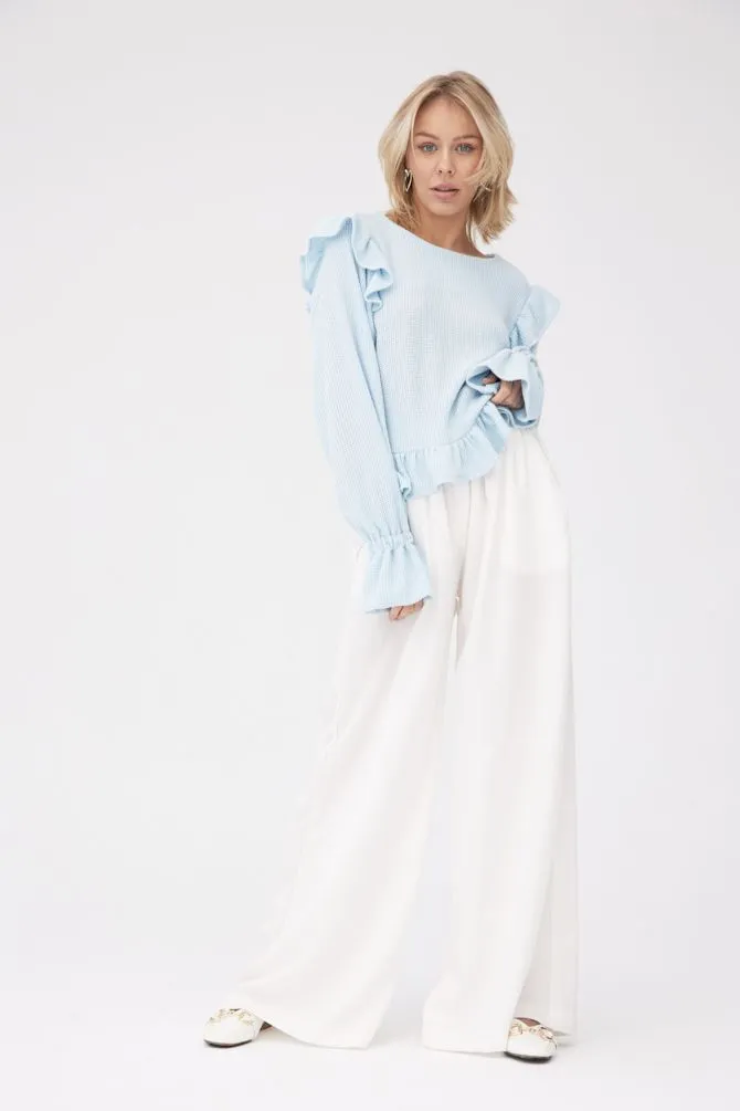 Edith Ruffle Sweater Light Blue