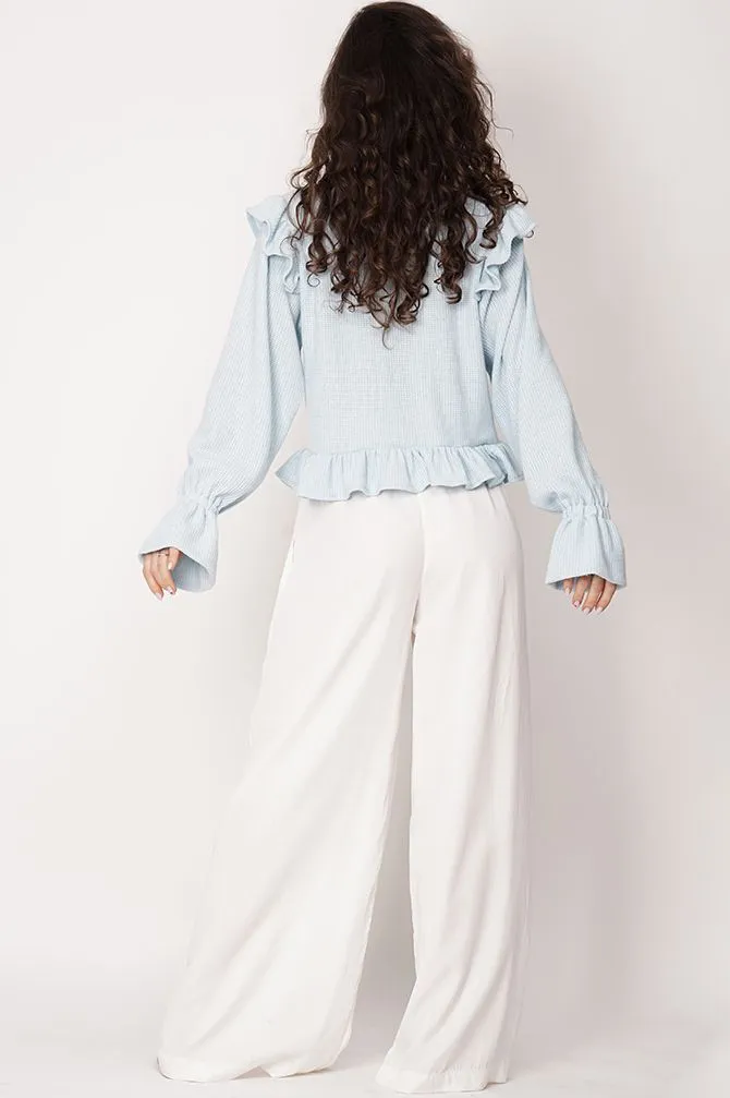 Edith Ruffle Sweater Light Blue