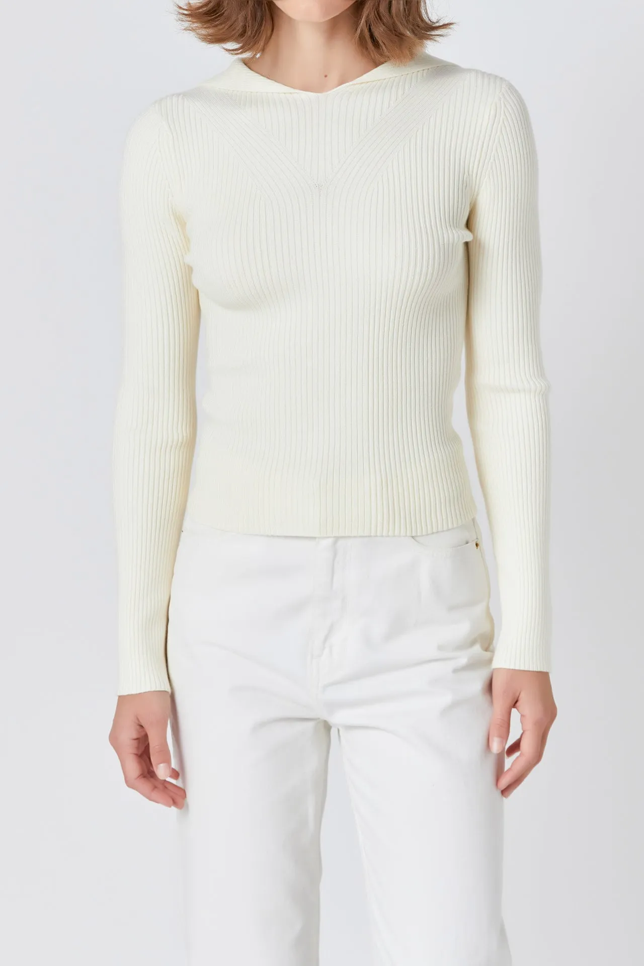 Endless Rose - Ribbed Detail Hoodie Sweater