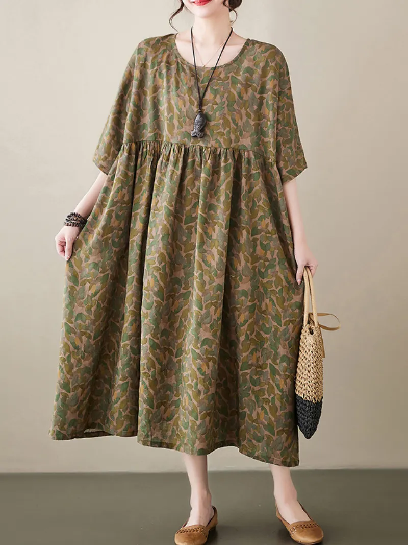 Ever-Pretty Round Neck Smock Dress