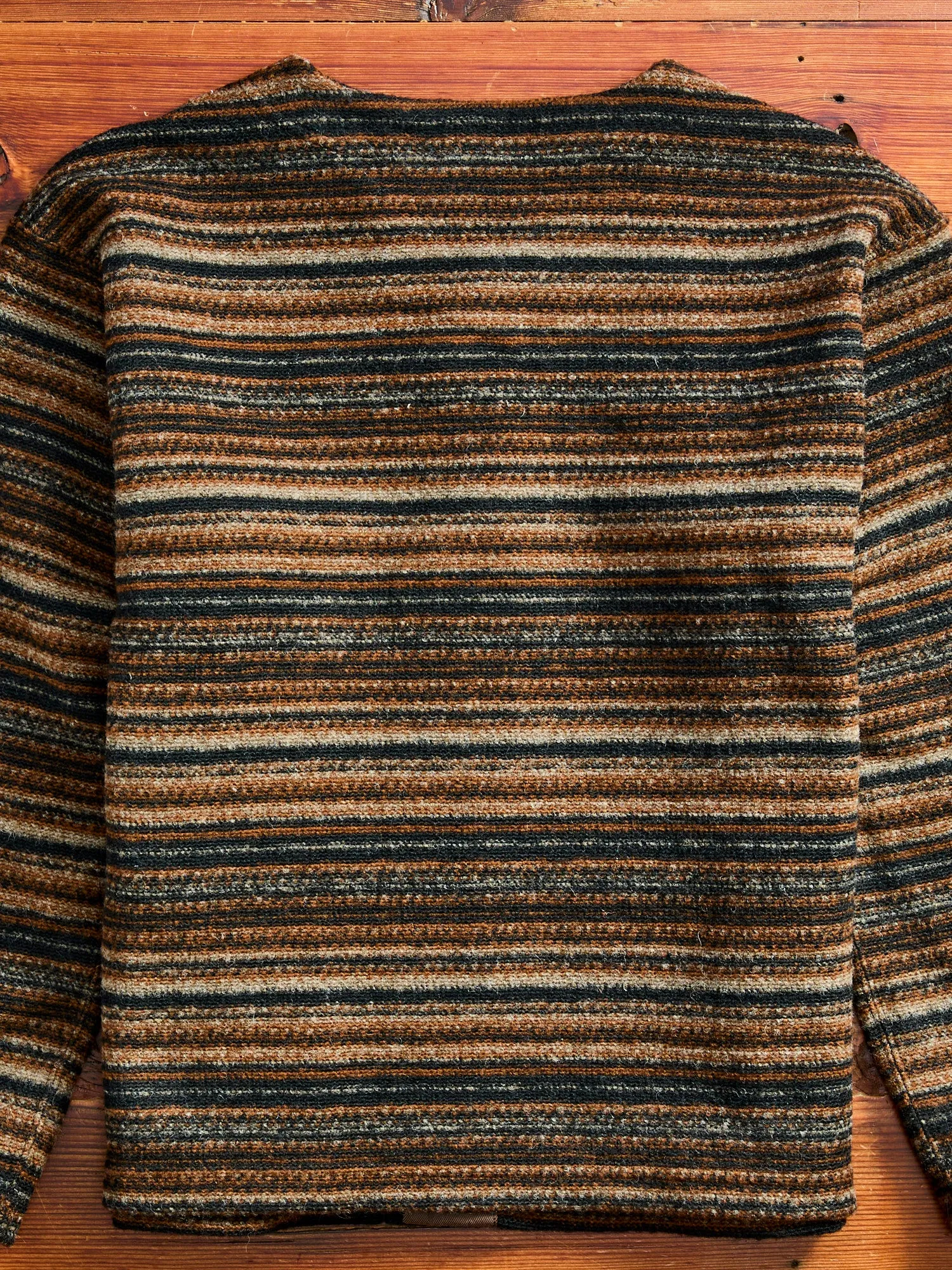 Fair Isle Knit Cardigan Sweater in Brown Stripe