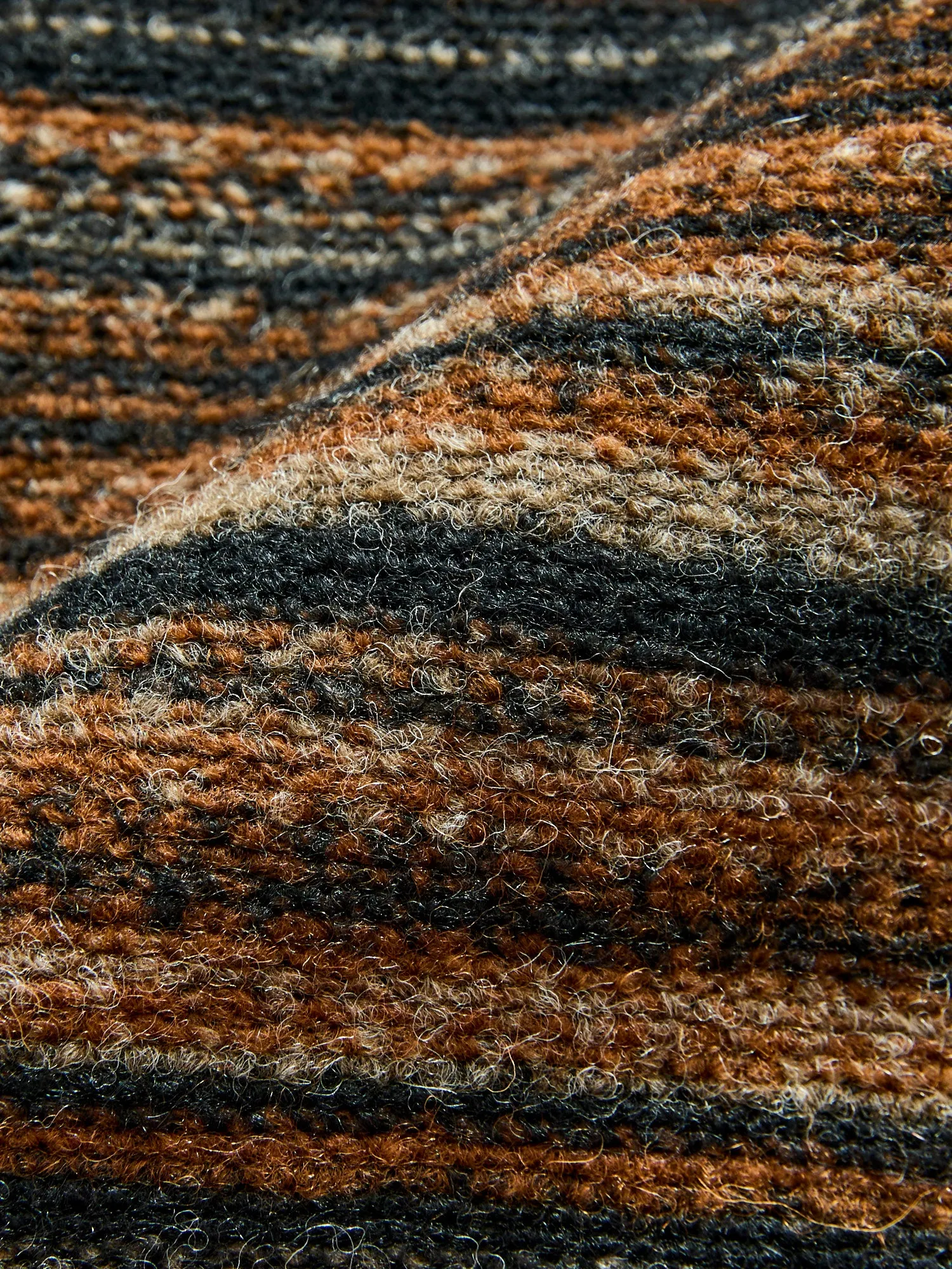 Fair Isle Knit Cardigan Sweater in Brown Stripe