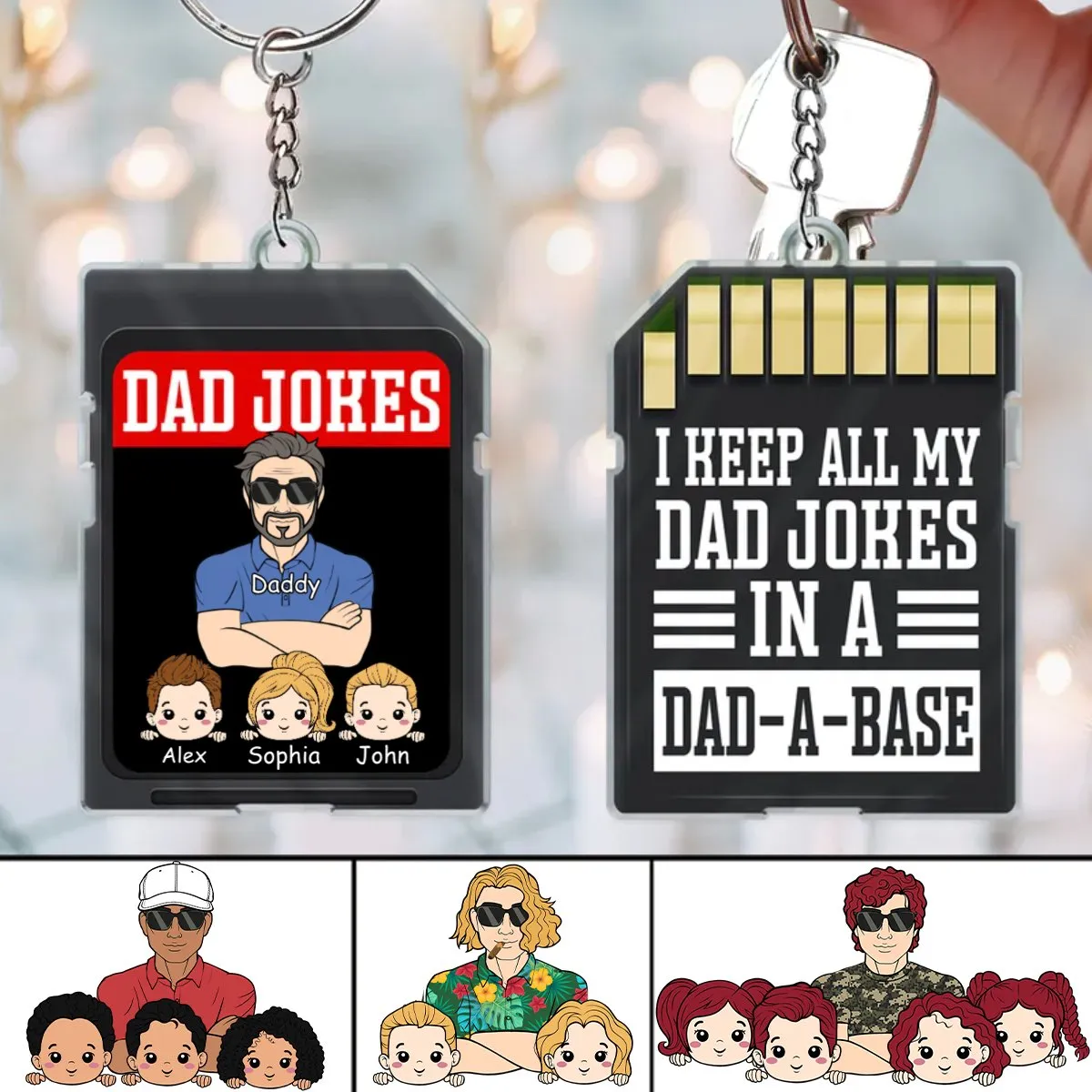 Family - I Keep All My Dad Jokes In A Dad-A-Base - Personalized Acrylic Keychain