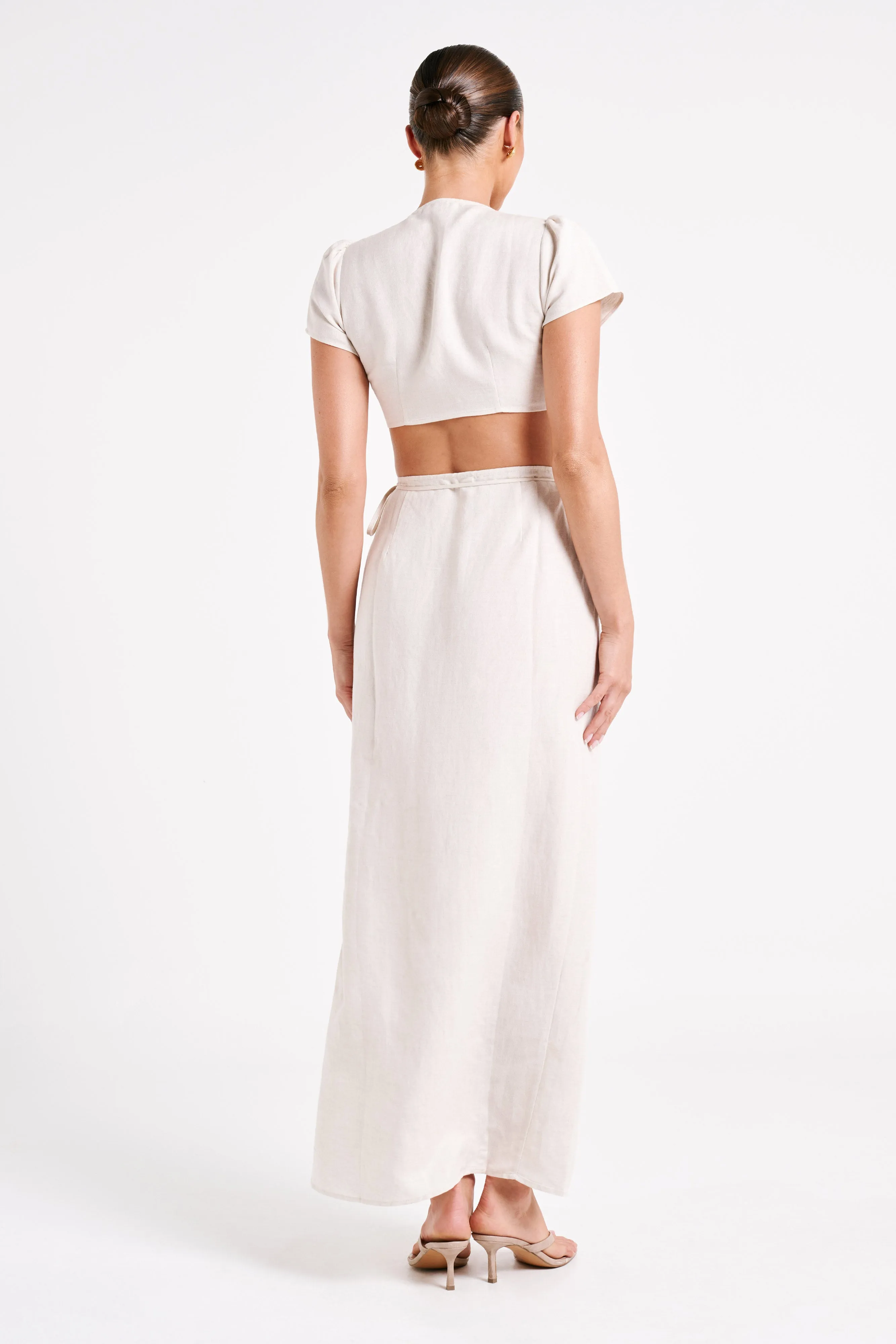 Fatima Linen Crop Top - Natural