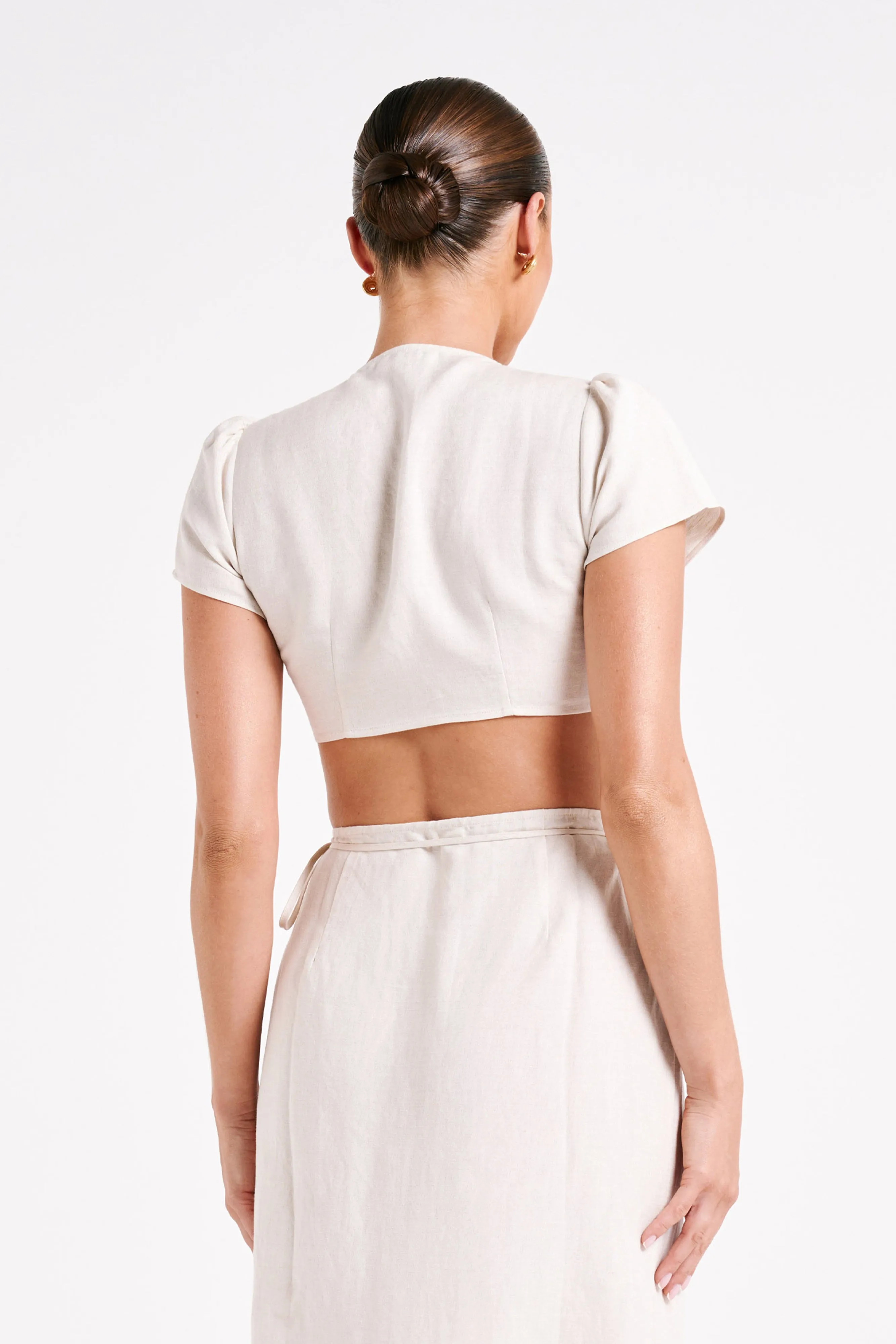 Fatima Linen Crop Top - Natural