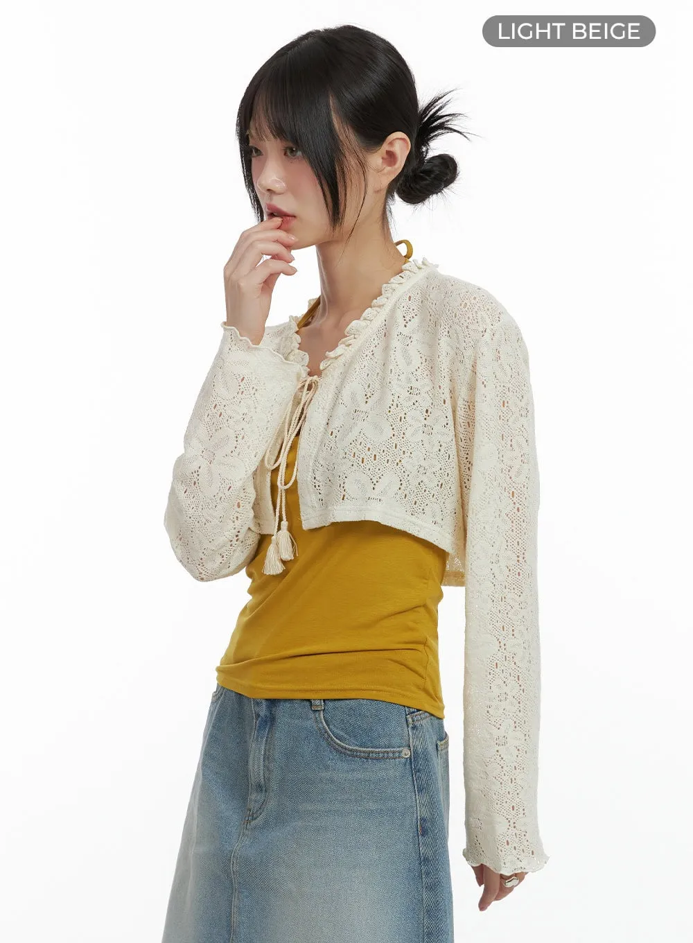 Floral Drill Bolero Cardigan CL412