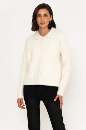 Fluffy Knitted Shacket in Ivory