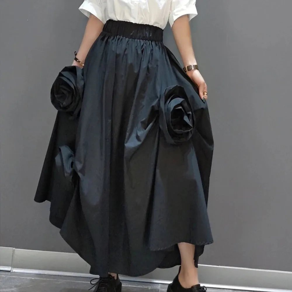 Folds Skirts For Women High Waist Patchwork Floral Summer Temperament Skirt Female Fashion Style Clothing