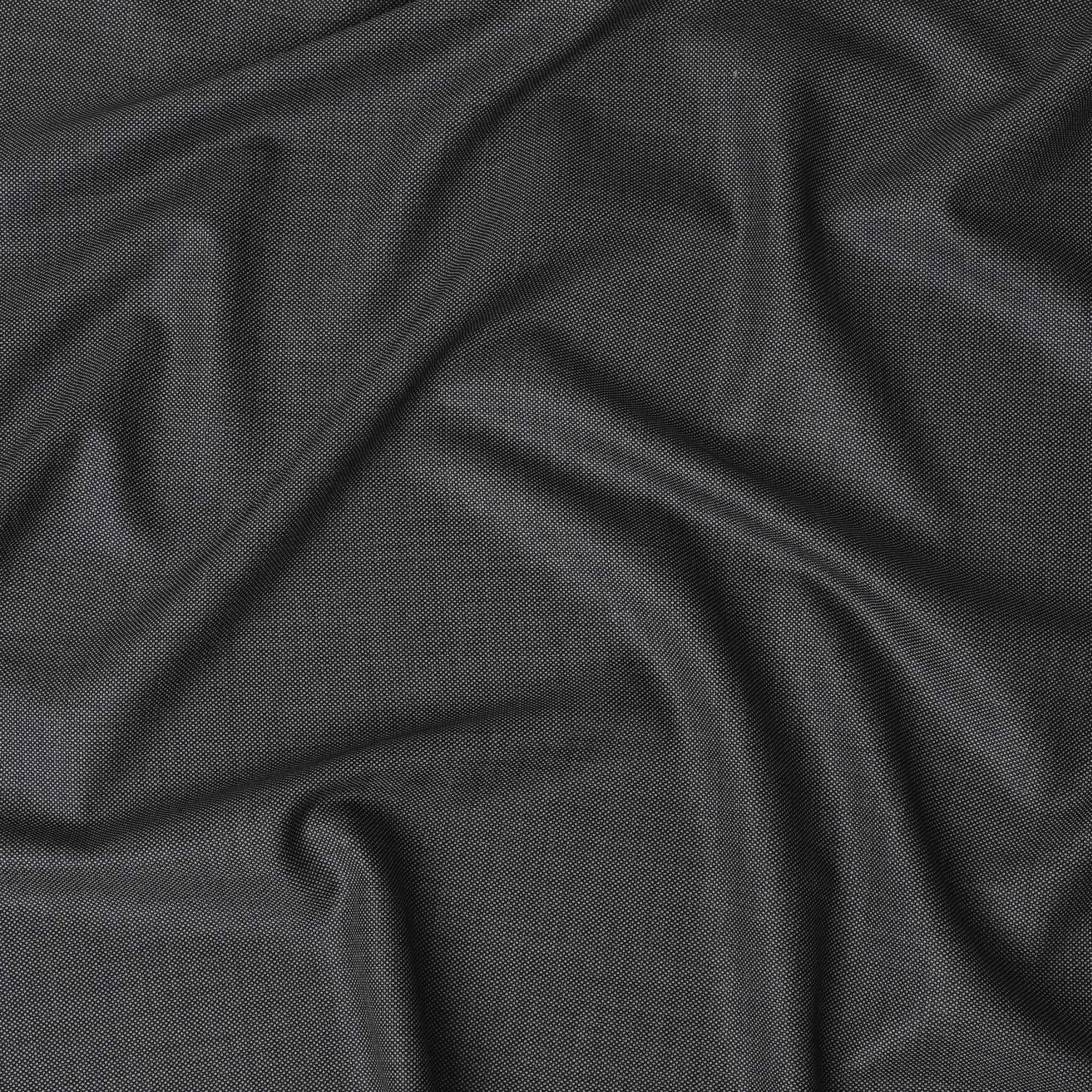 Fossil grey Premium super 130's Australian superfine merino wool suiting fabric with black self design-D11440