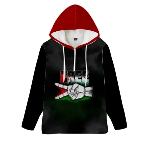 Free Palestine Unisex Hoodies Novelty with Zipper - Black