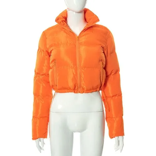 Full Zipper Puffer Short Down Jacket