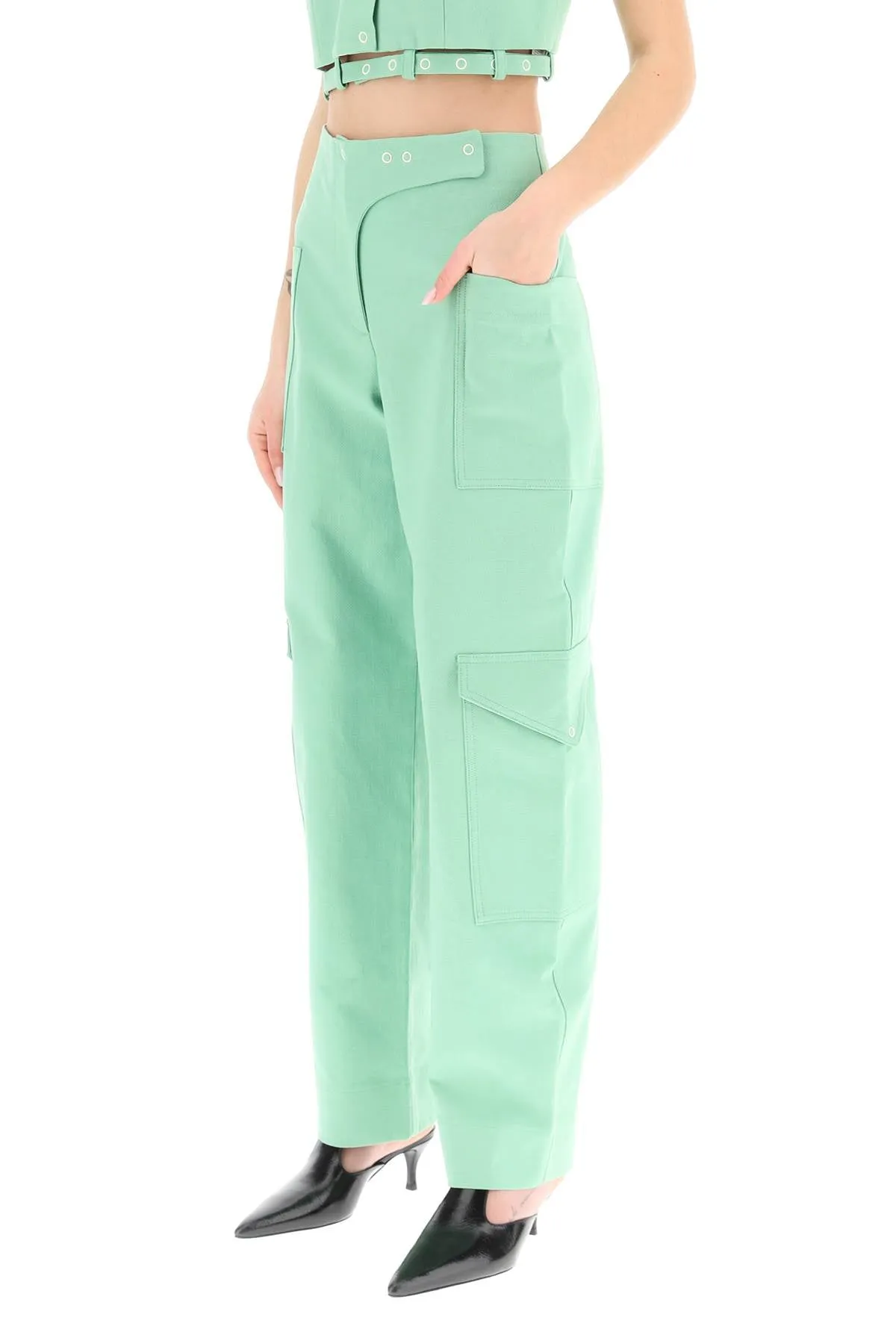 Ganni organic cotton cargo suiting pants