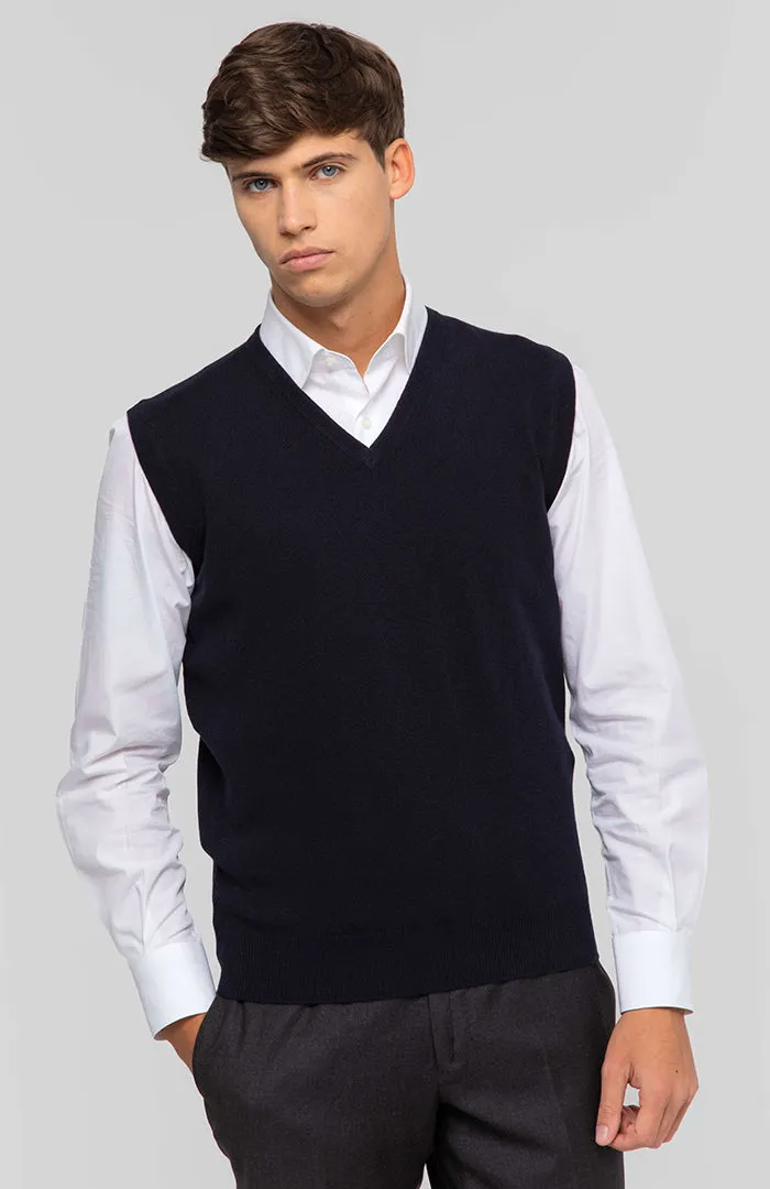 Gilet scollo v in puro cashmere