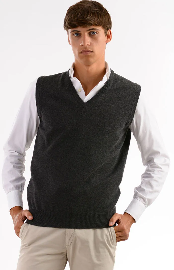 Gilet scollo v in puro cashmere