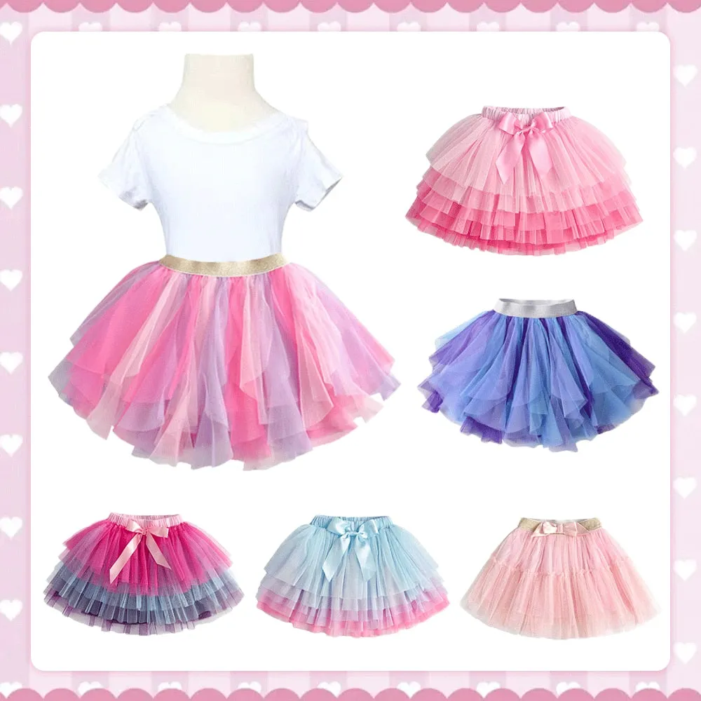 Gilrs Red Tulle Sequin Skirt 3T-8T