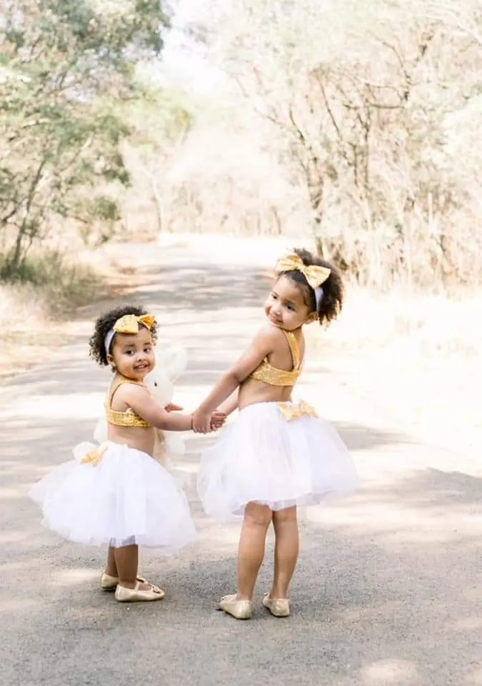 Gold Sequins Crop Top with Tutu and Headband #1000135