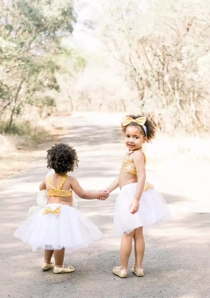 Gold Sequins Crop Top with Tutu and Headband #1000135