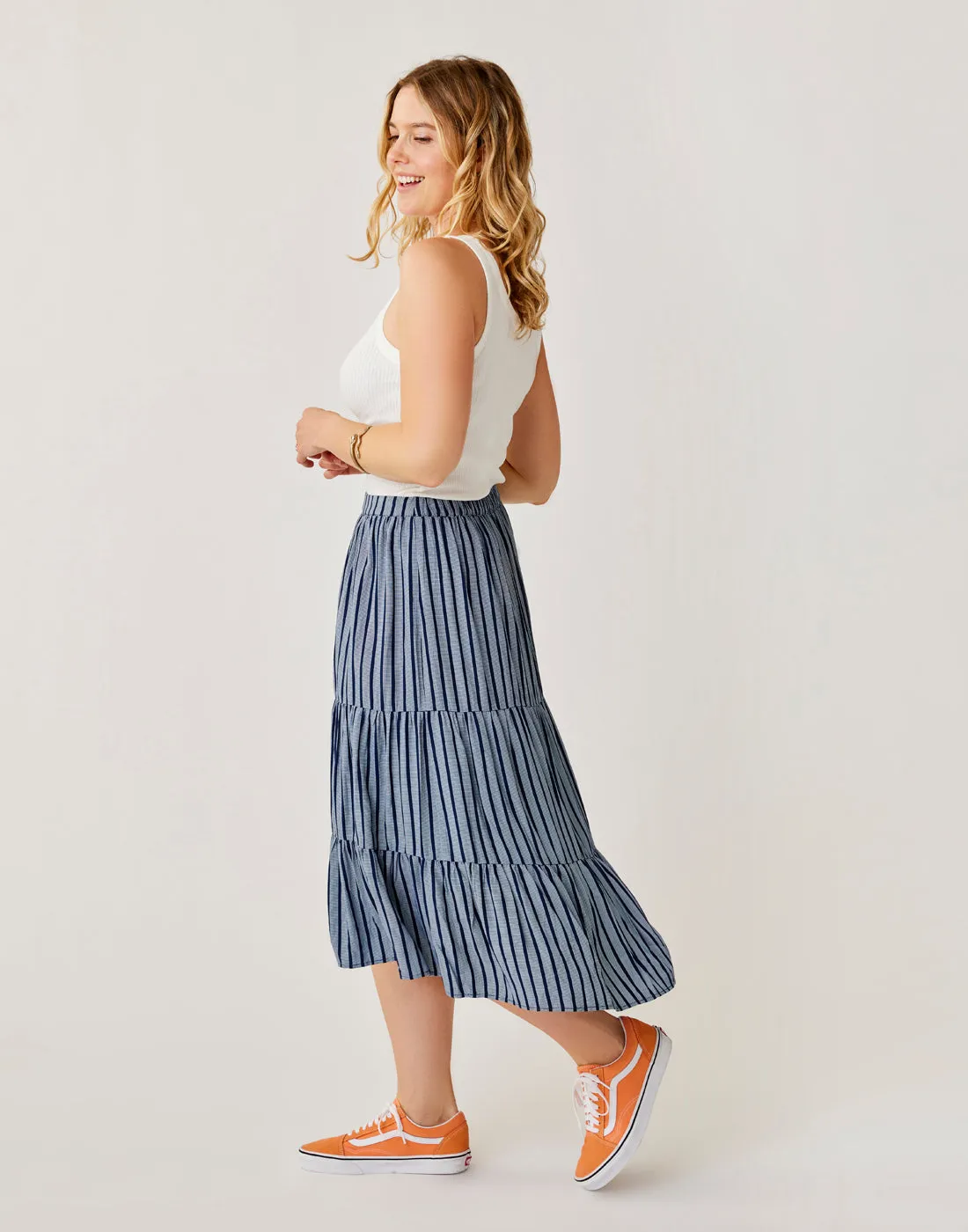 Grace Skirt: Navy Stripe