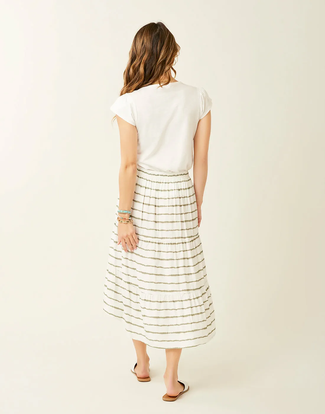 Grace Skirt: Olive Tie Dye Stripe - FINAL SALE