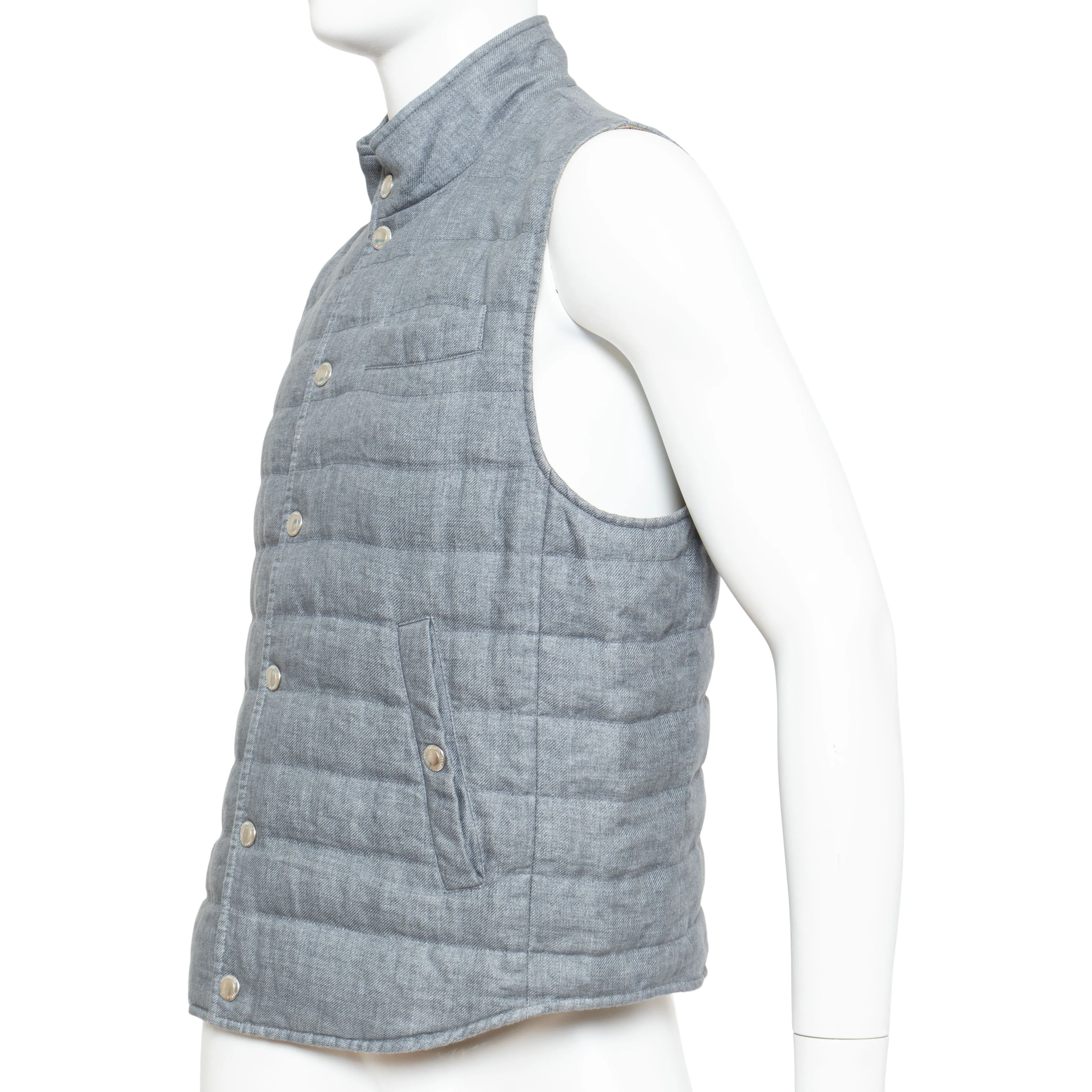 Gray Padded High Neck Vest