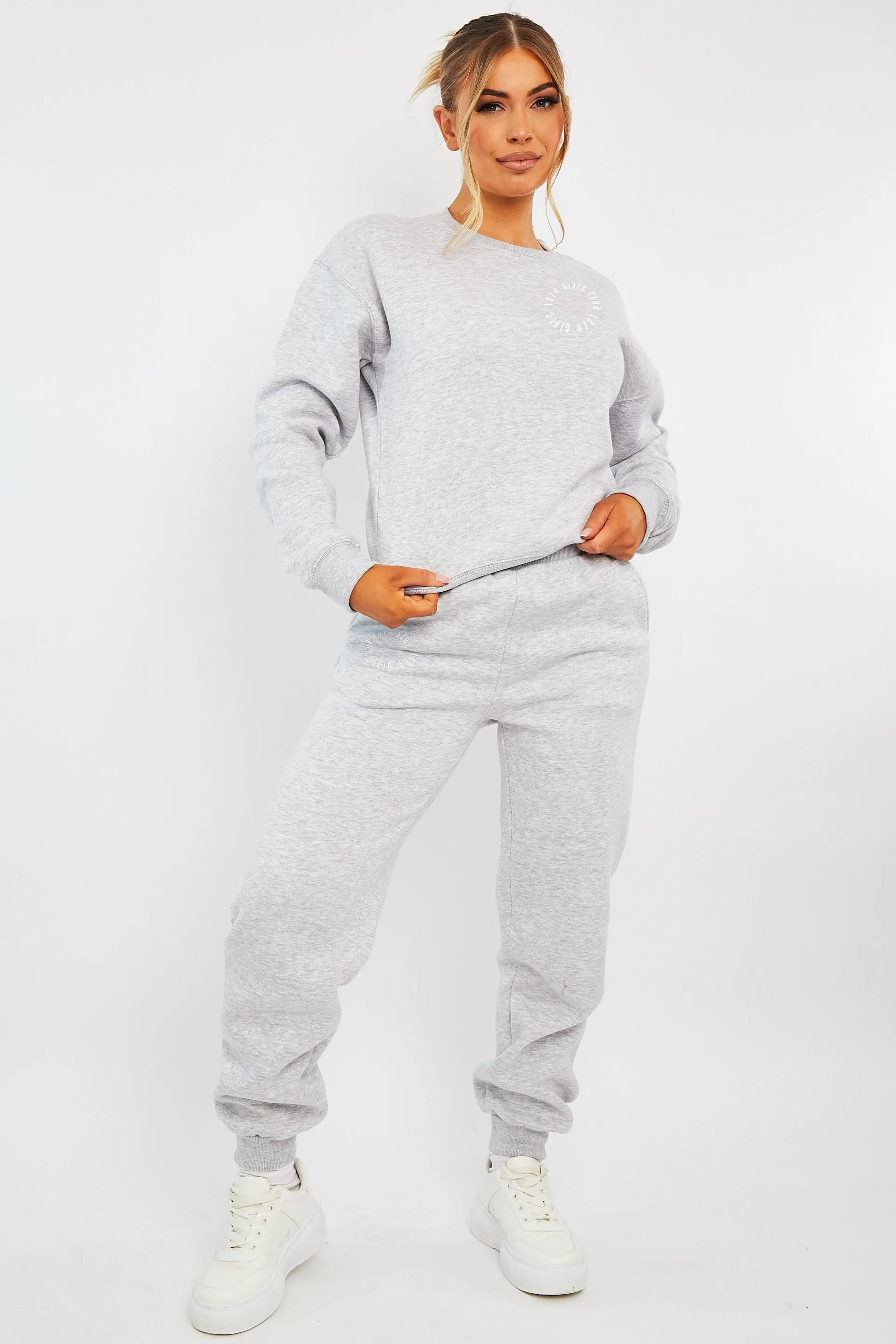 Grey 'Lazy Girls Club' Slogan Joggers - Sahra