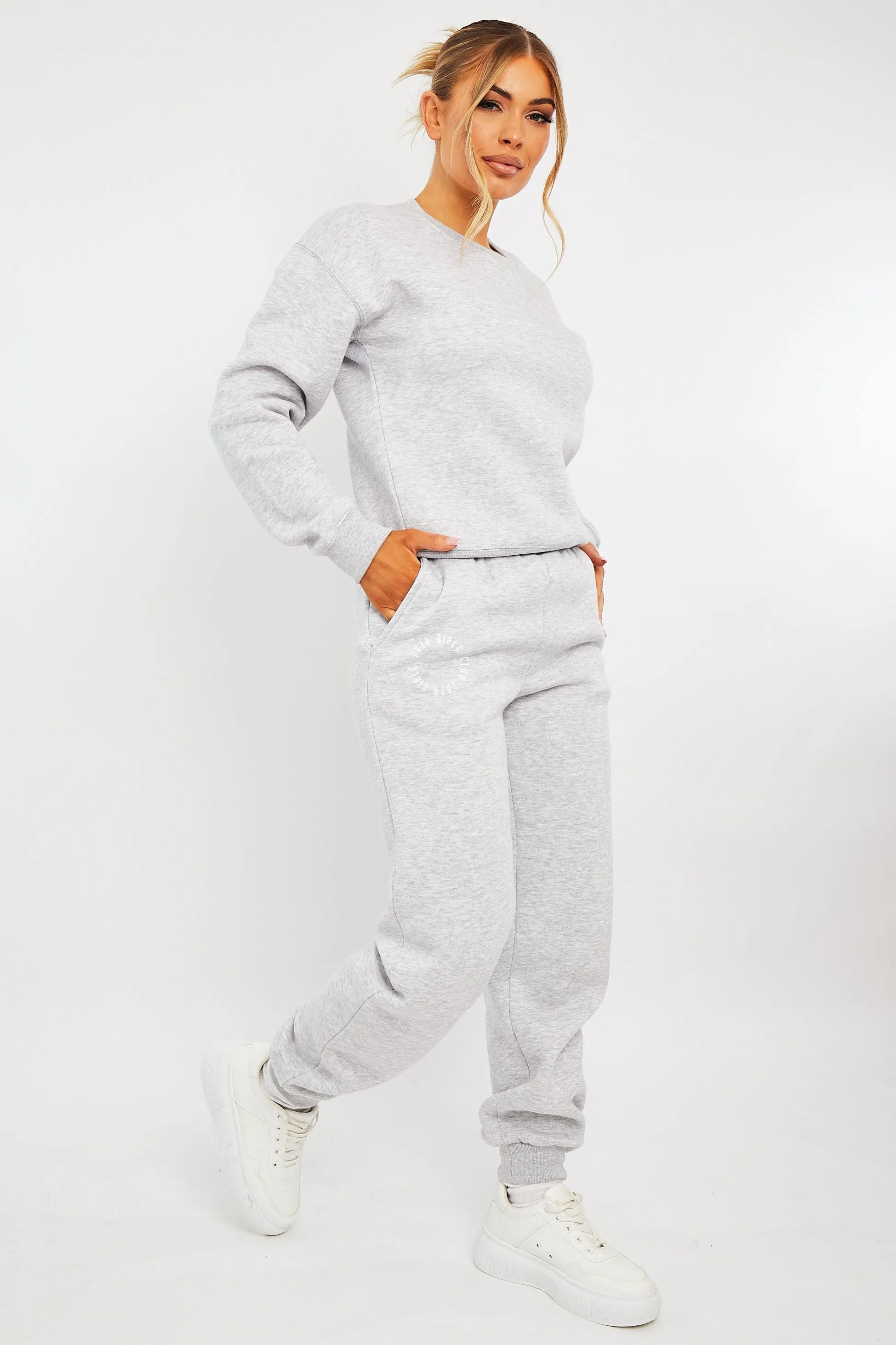 Grey 'Lazy Girls Club' Slogan Joggers - Sahra