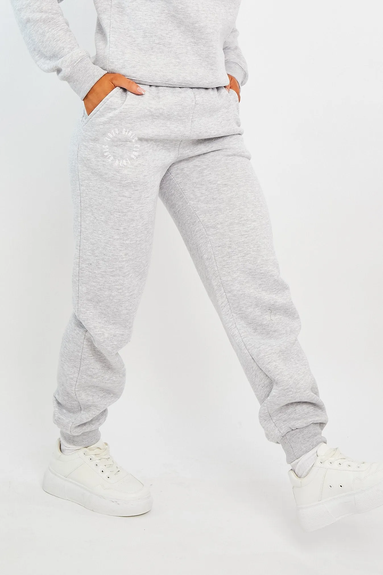 Grey 'Lazy Girls Club' Slogan Joggers - Sahra