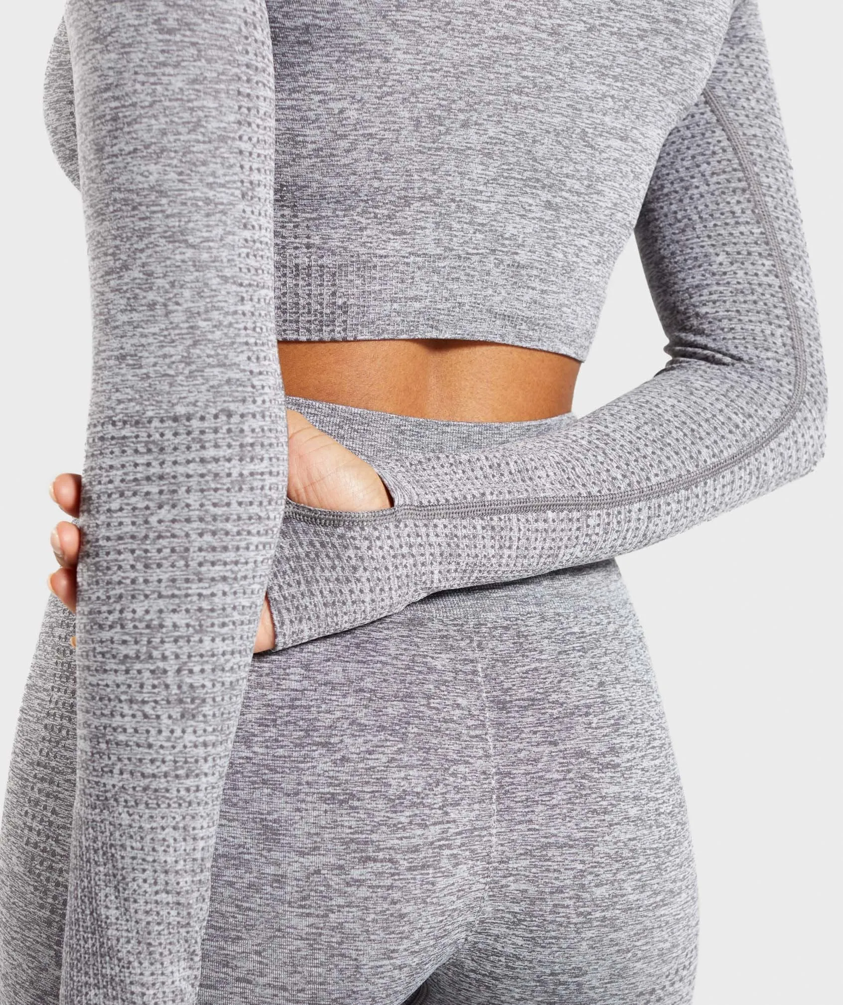 Gymshark Vital Seamless Long Sleeve Crop Top - Smokey Grey Marl