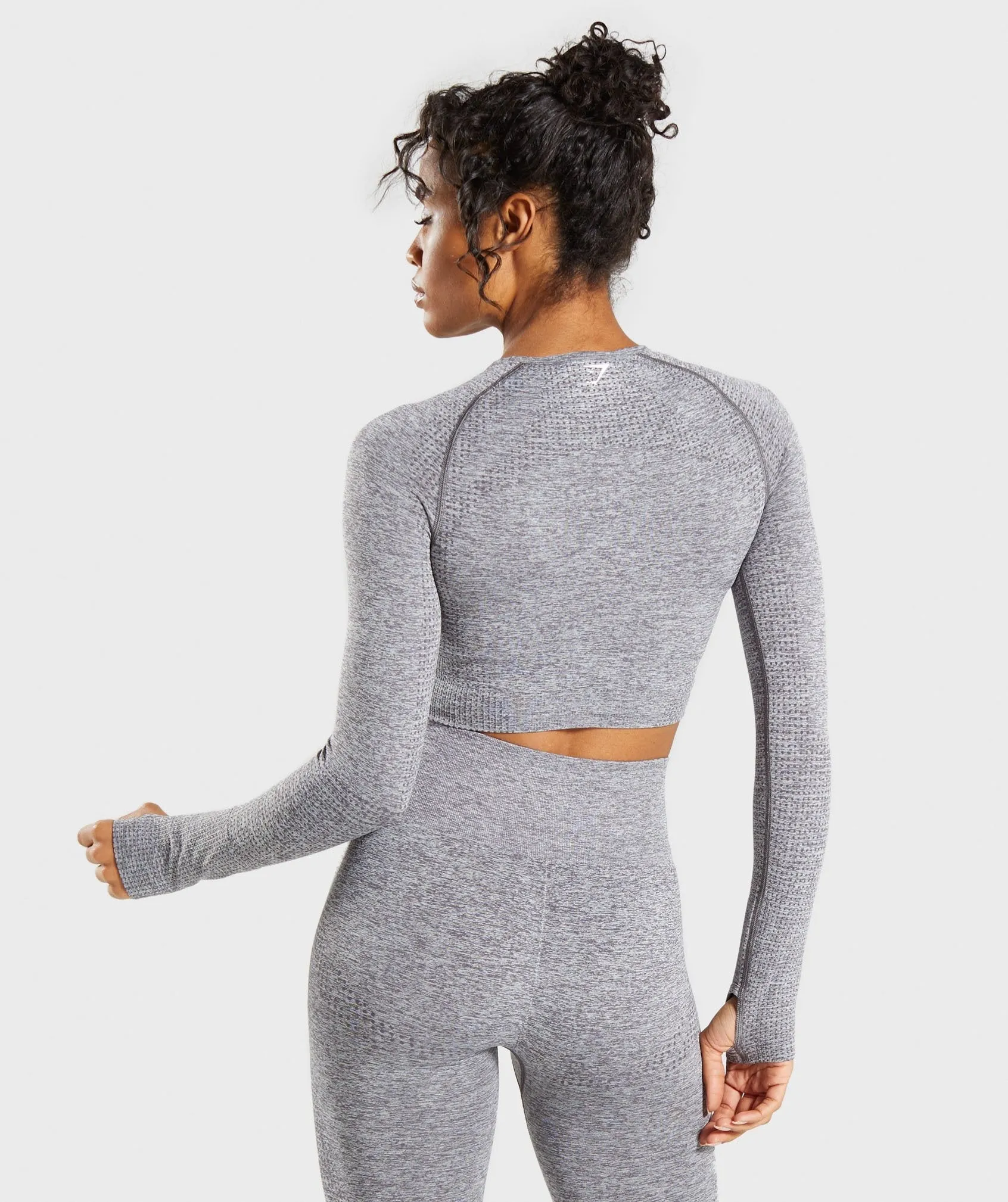 Gymshark Vital Seamless Long Sleeve Crop Top - Smokey Grey Marl