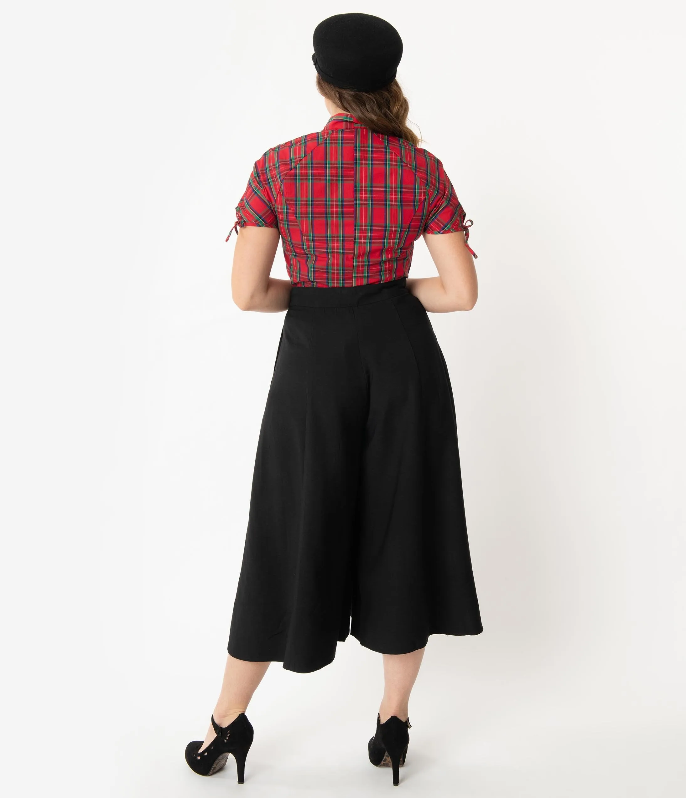 Hell Bunny 1950s Style Black High Waist Nautical Murphy Culottes