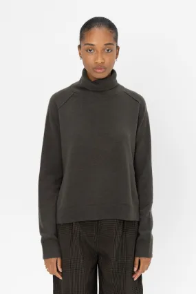 High Neck Side Slit Turtleneck, Woods