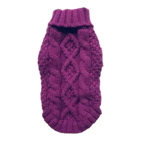 Irish Knit Dog Sweater - Plum