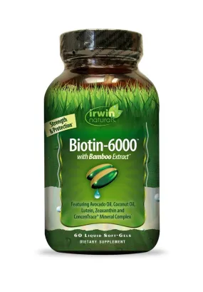 Irwin Naturals Biotin-6000 with Bamboo Extract 60 Softgel