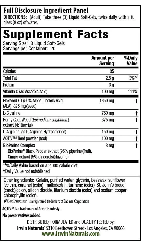 Irwin Naturals L-Citrulline   L-Arginine 60 Capsule