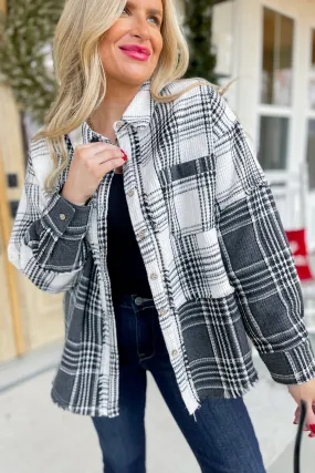 Ivy Mixed Plaid Oversized Casual Shacket Jacket