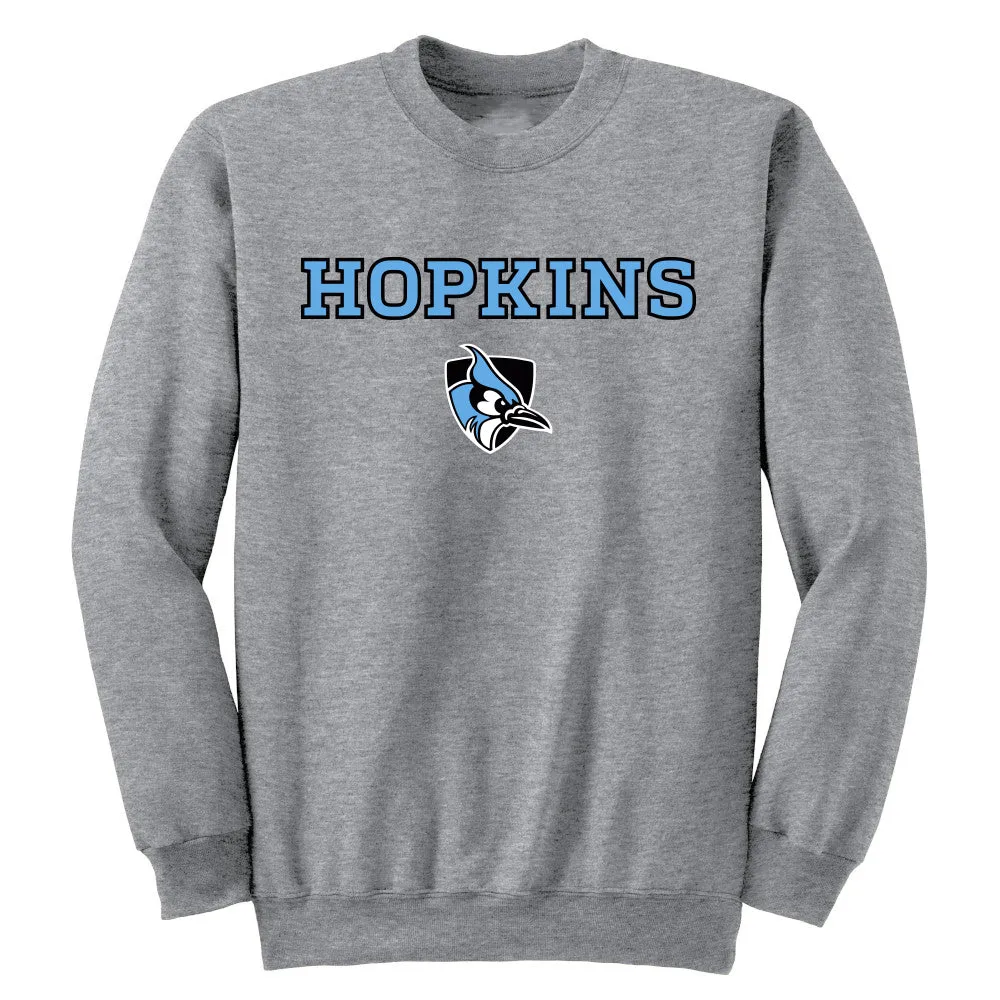 Johns Hopkins University Blue Jays Adult Crewneck Sweatshirt Arch Text