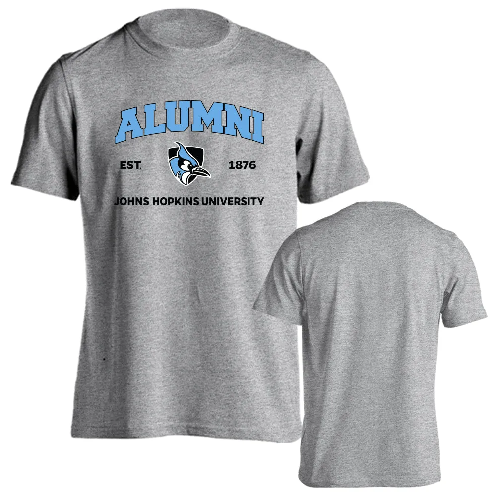 Johns Hopkins University Blue Jays Alumni Script Text Short Sleeve T-Shirt