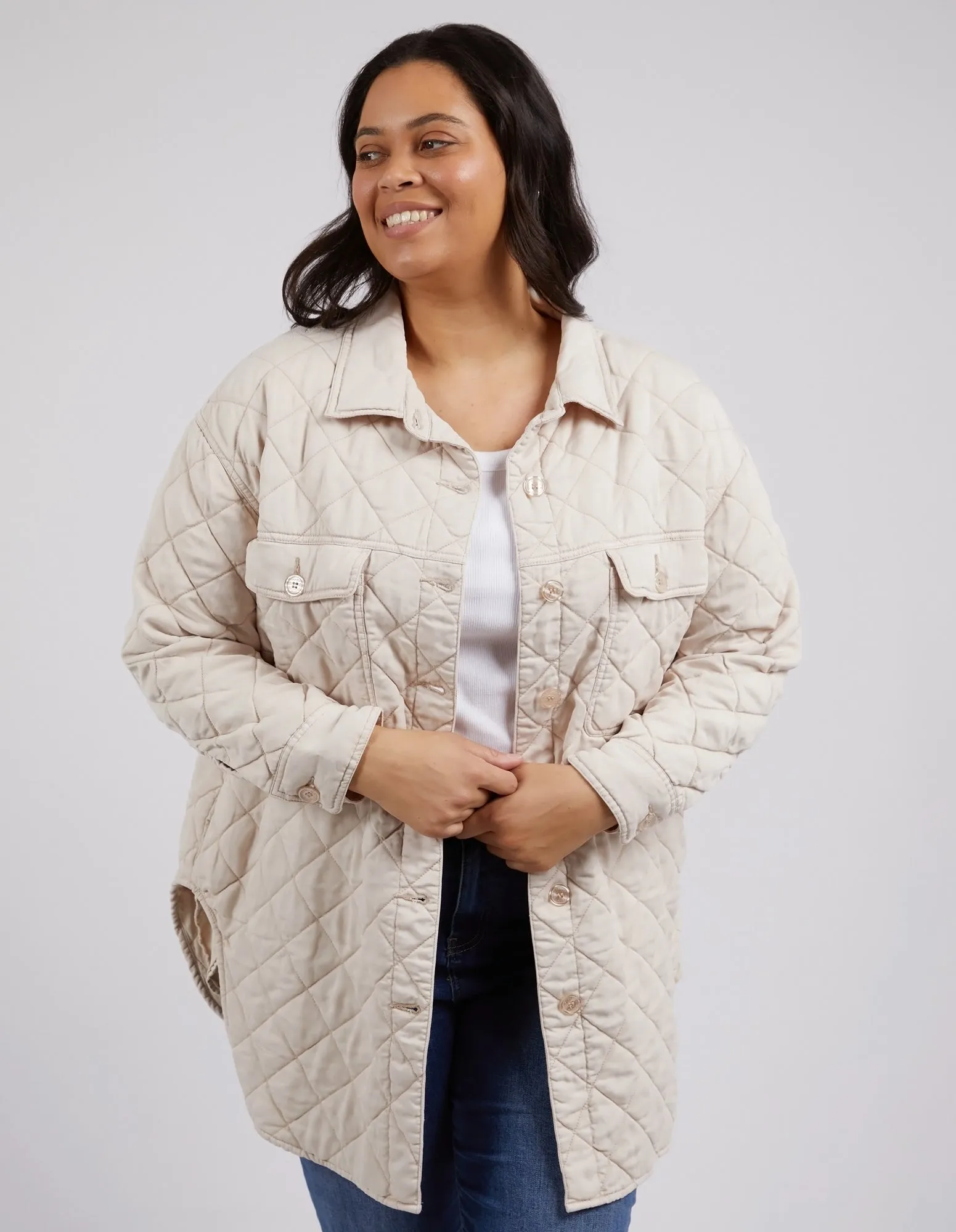 KATIE QUILTED SHACKET - Oatmeal