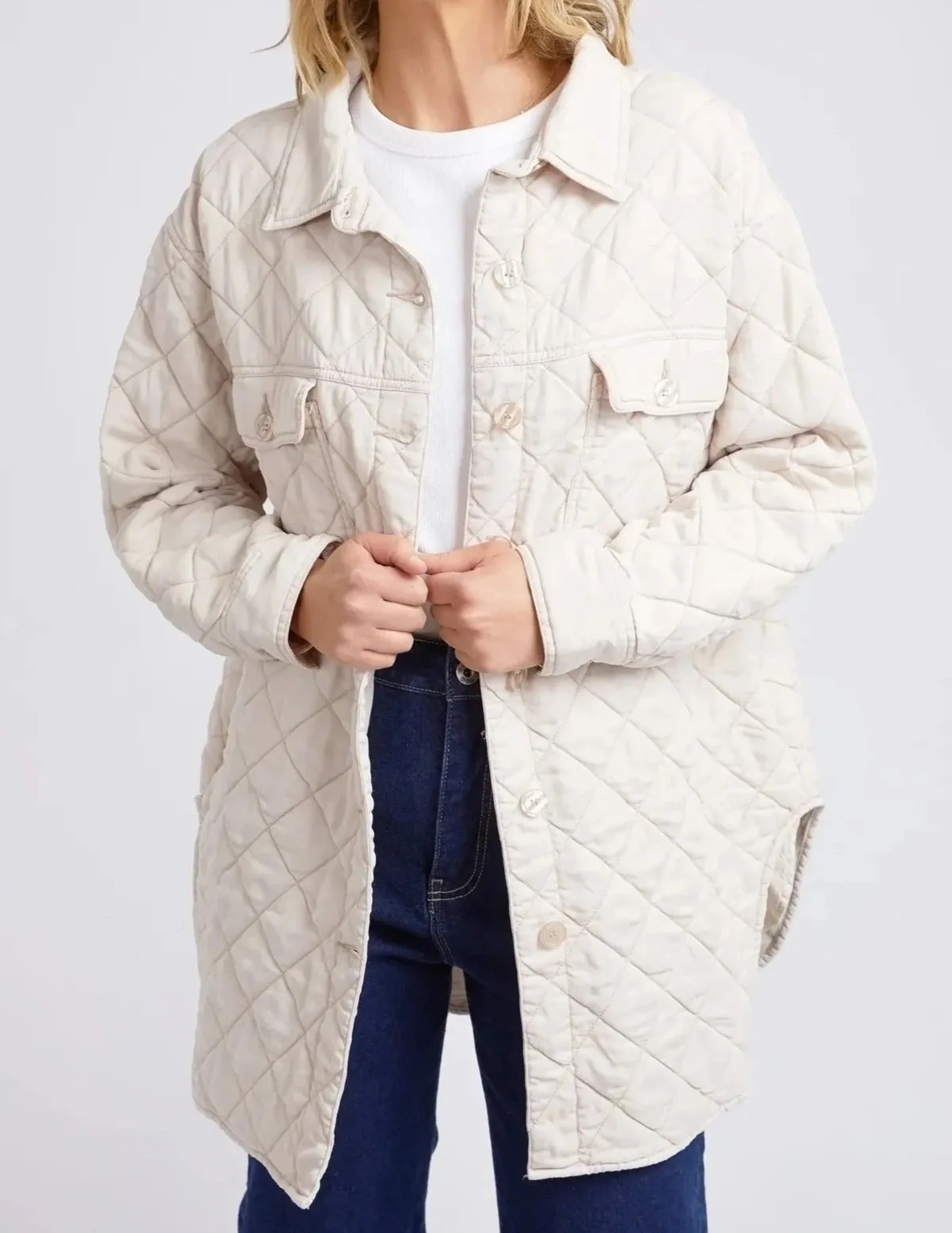 KATIE QUILTED SHACKET - Oatmeal