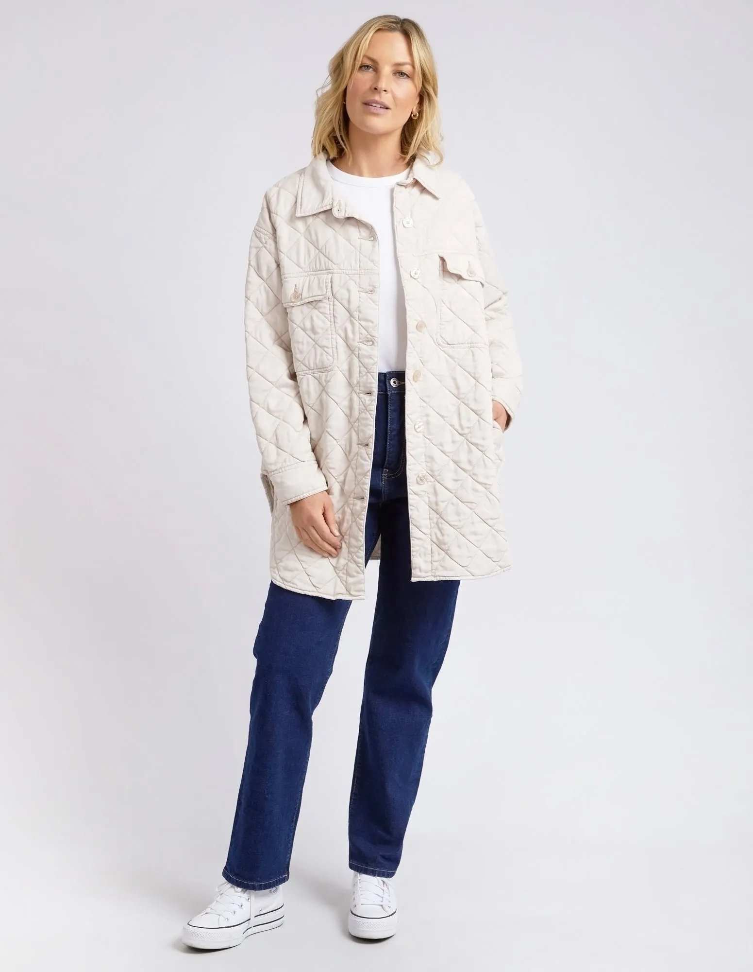 KATIE QUILTED SHACKET - Oatmeal