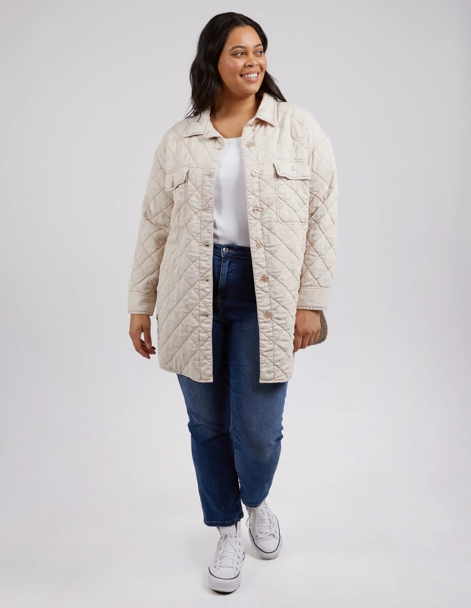 KATIE QUILTED SHACKET - Oatmeal