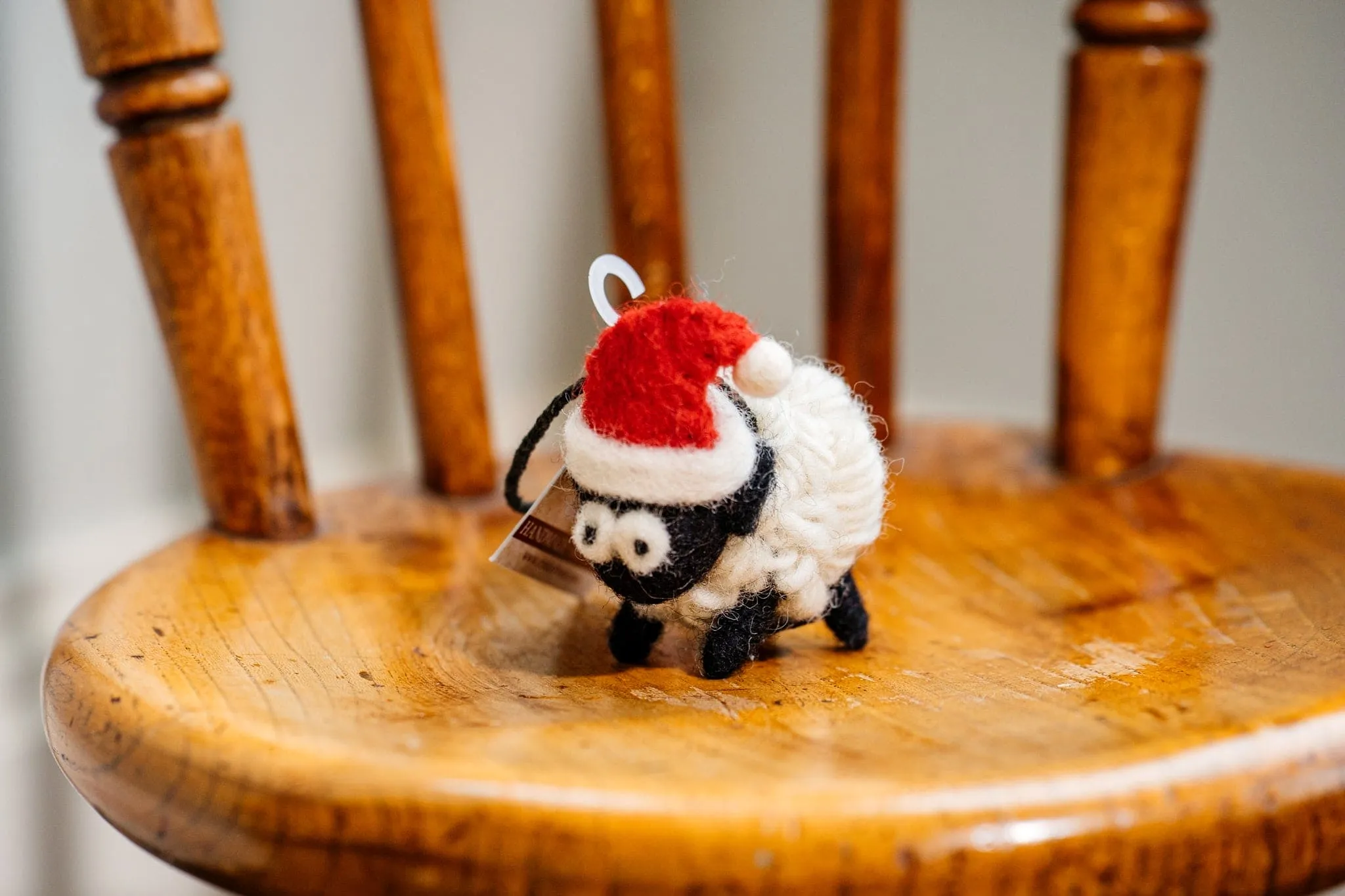 Knitted Sheep Collectable with Santa hat Mini