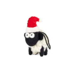 Knitted Sheep Collectable with Santa hat Mini