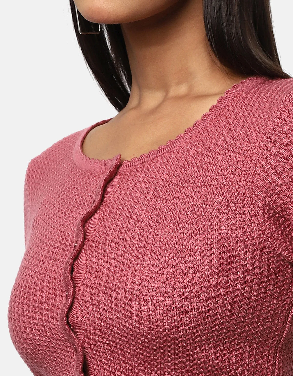 Knitted Women Front Buttons Crop Top