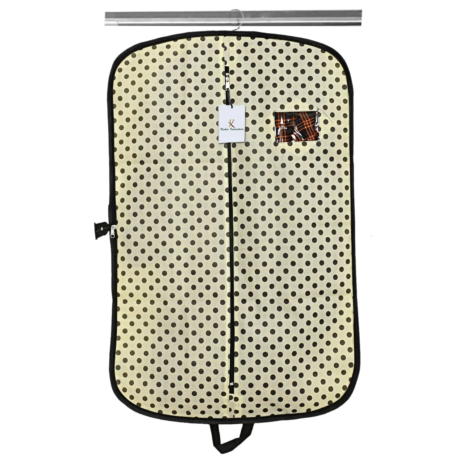 Kuber Industries Foldable Polka Dots Design 4 Piece Non Woven Coat Cover, Cream